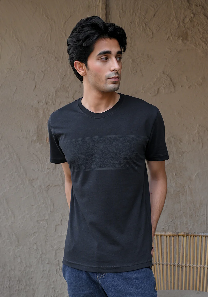 Jersey Round Neck Black T-Shirt - Image 4