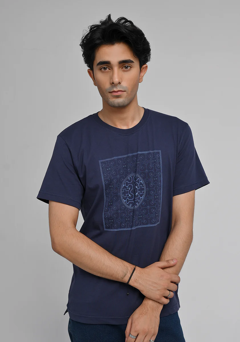 Jersey Round Neck Blue T-Shirt - Image 4