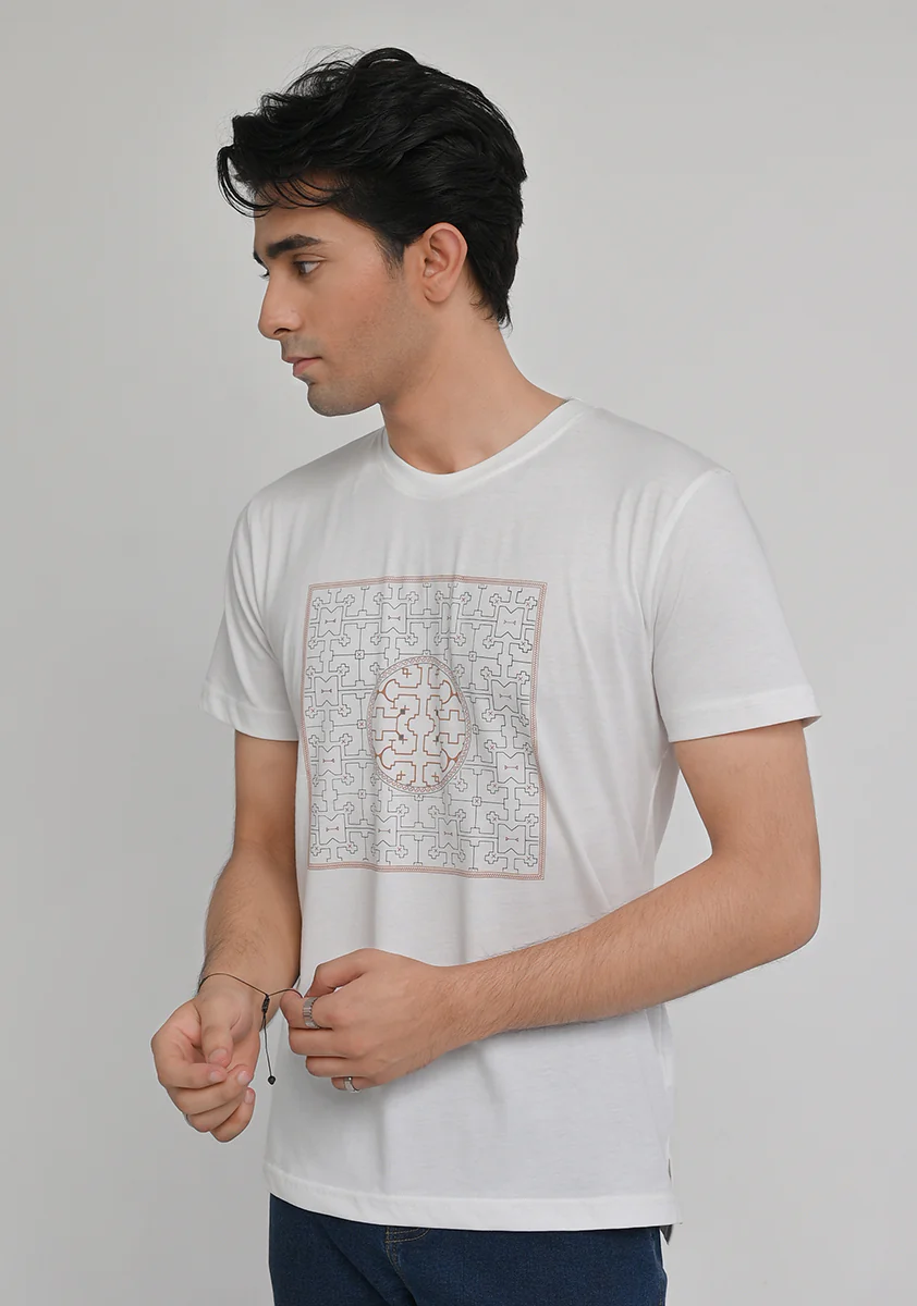 Jersey Round Neck White T-Shirt - Image 3