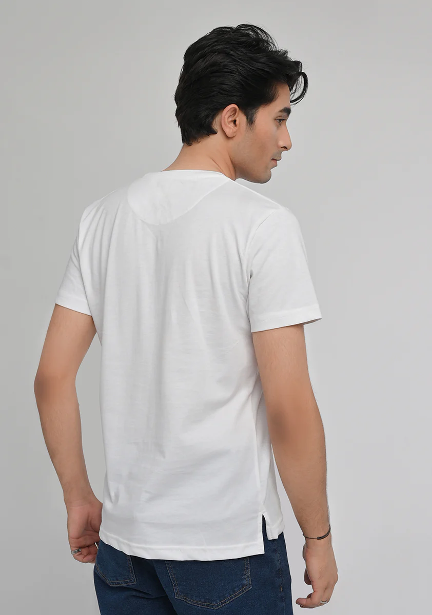 Jersey Round Neck White T-Shirt - Image 4
