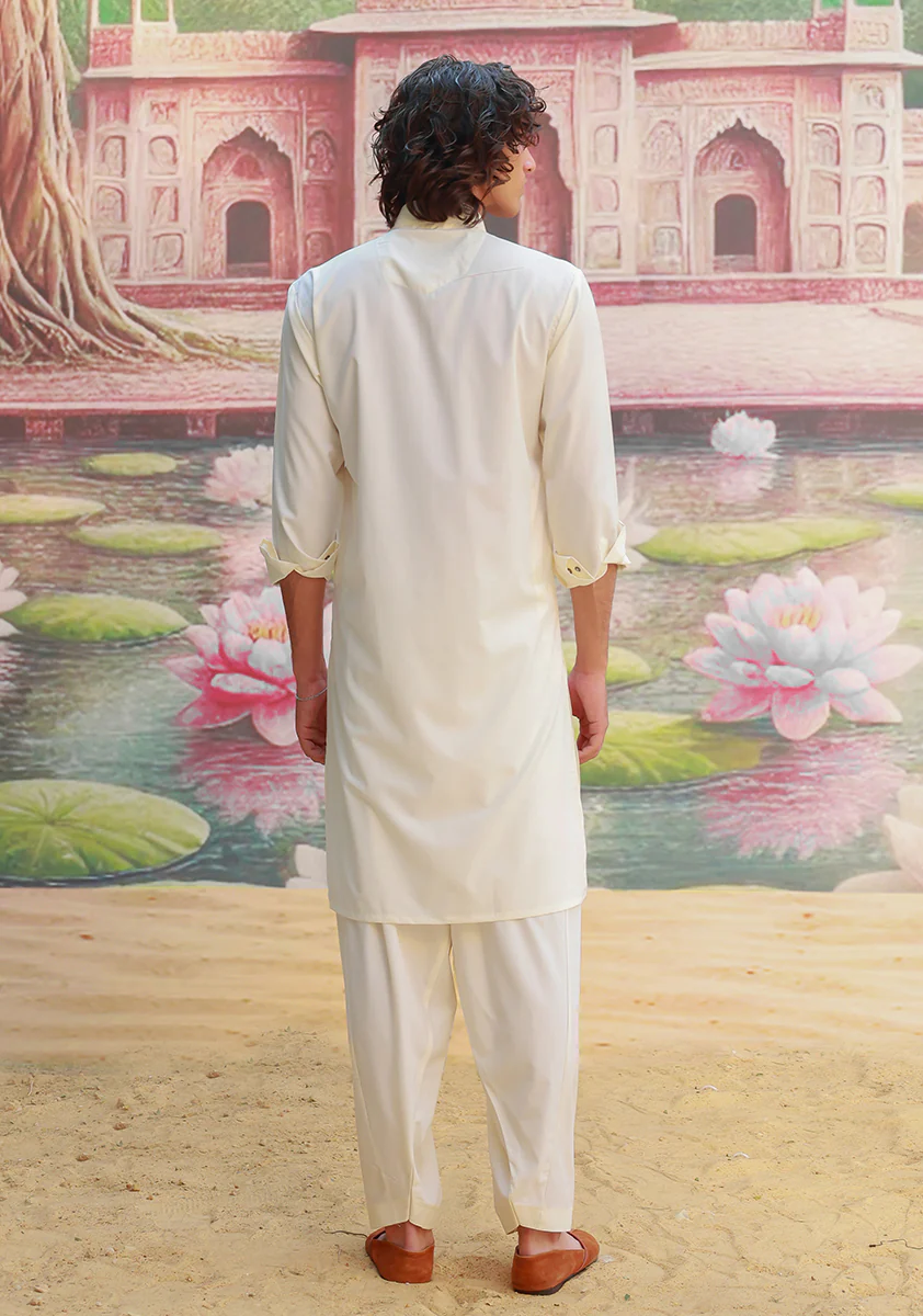 Poly Viscose  Vanilla Ice Slim Fit Suit - Image 4