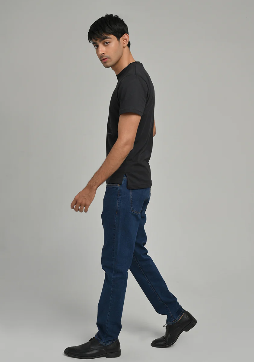 Jersey Round Neck Black T-Shirt - Image 4