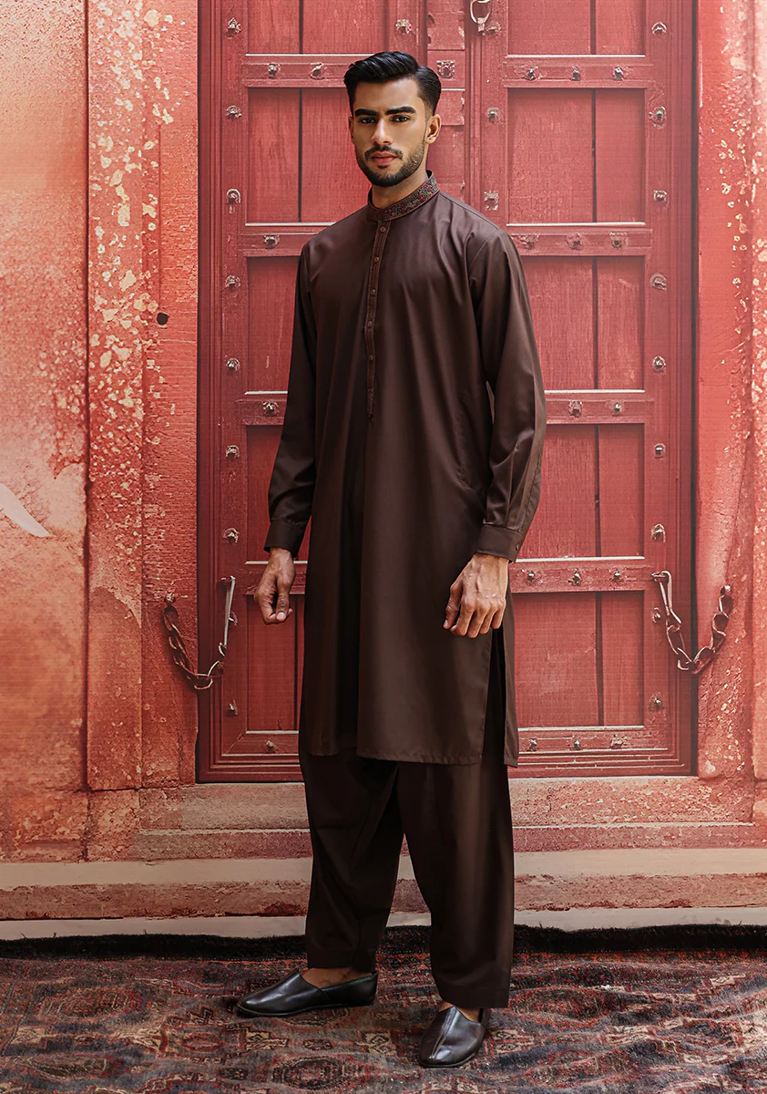 Poly Viscose Java Classic Fit Embroidered Suit - Image 4