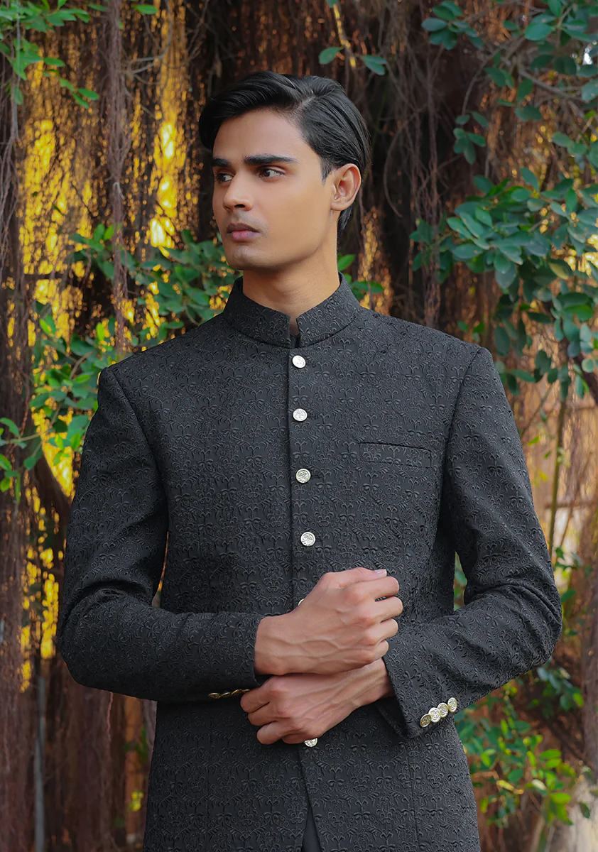 Premium Georgette Pirat Black Traditional Jacket - Image 3