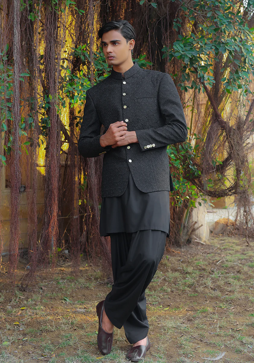Premium Georgette Pirat Black Traditional Jacket - Image 4