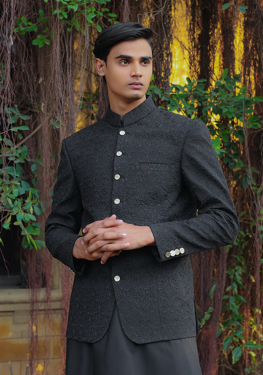 Premium Georgette Pirat Black Traditional Jacket - Image 5