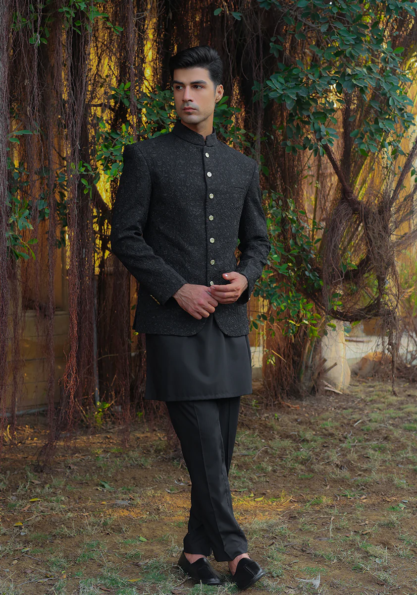 Premium Georgette Pirat Black Traditional Jacket - Image 3