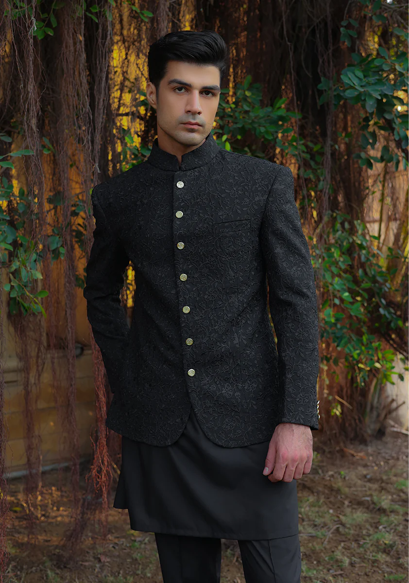 Premium Georgette Pirat Black Traditional Jacket - Image 4
