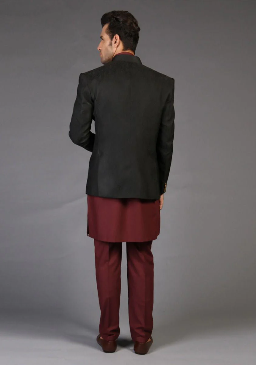 Premium Jamawar Tap Shoe Plain Jacket - Image 3