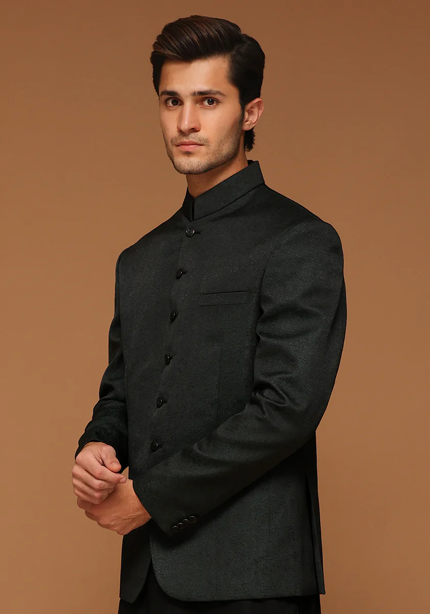 Premium Kambal Jamawar Tropical Green Traditional Jacket - Image 3