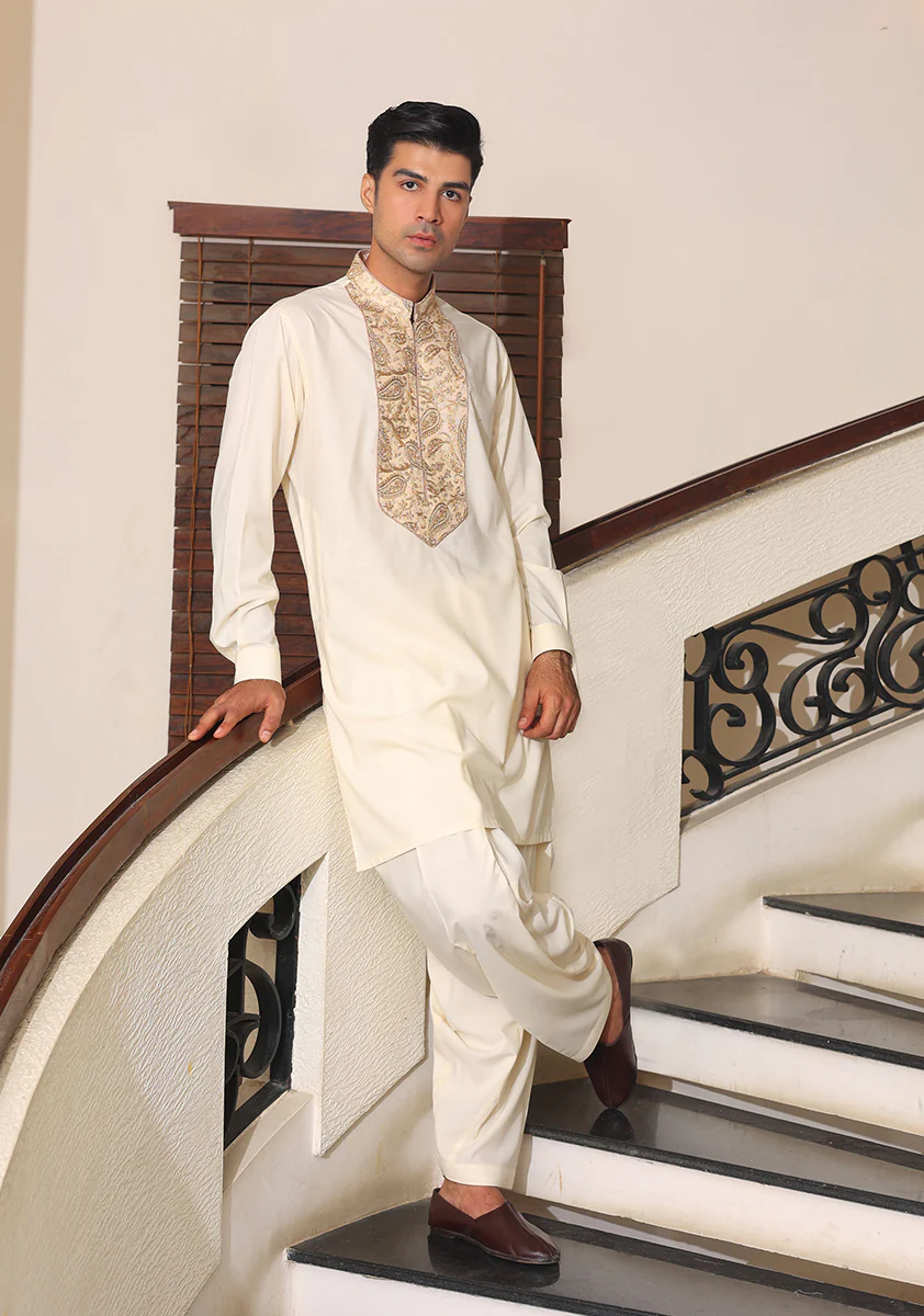 Premium Poly Viscose Vanilla Ice  Embroidered  Suit - Image 4